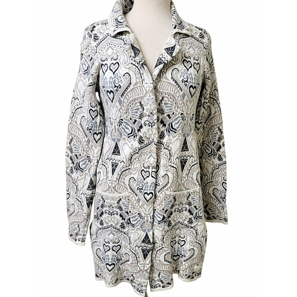 Odd Molly Coatigan Beautiful Print Secure Snap Front Size Medium